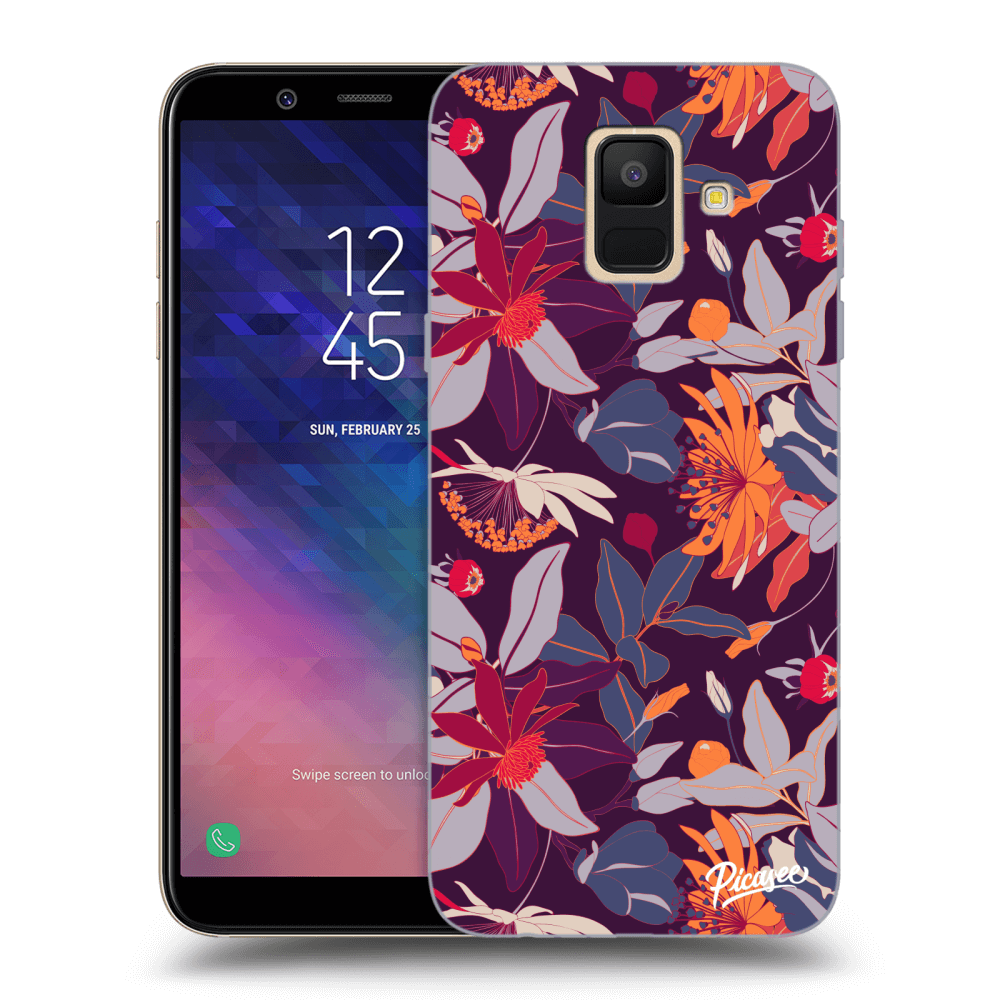 Picasee husă transparentă din silicon pentru Samsung Galaxy A6 A600F - Purple Leaf