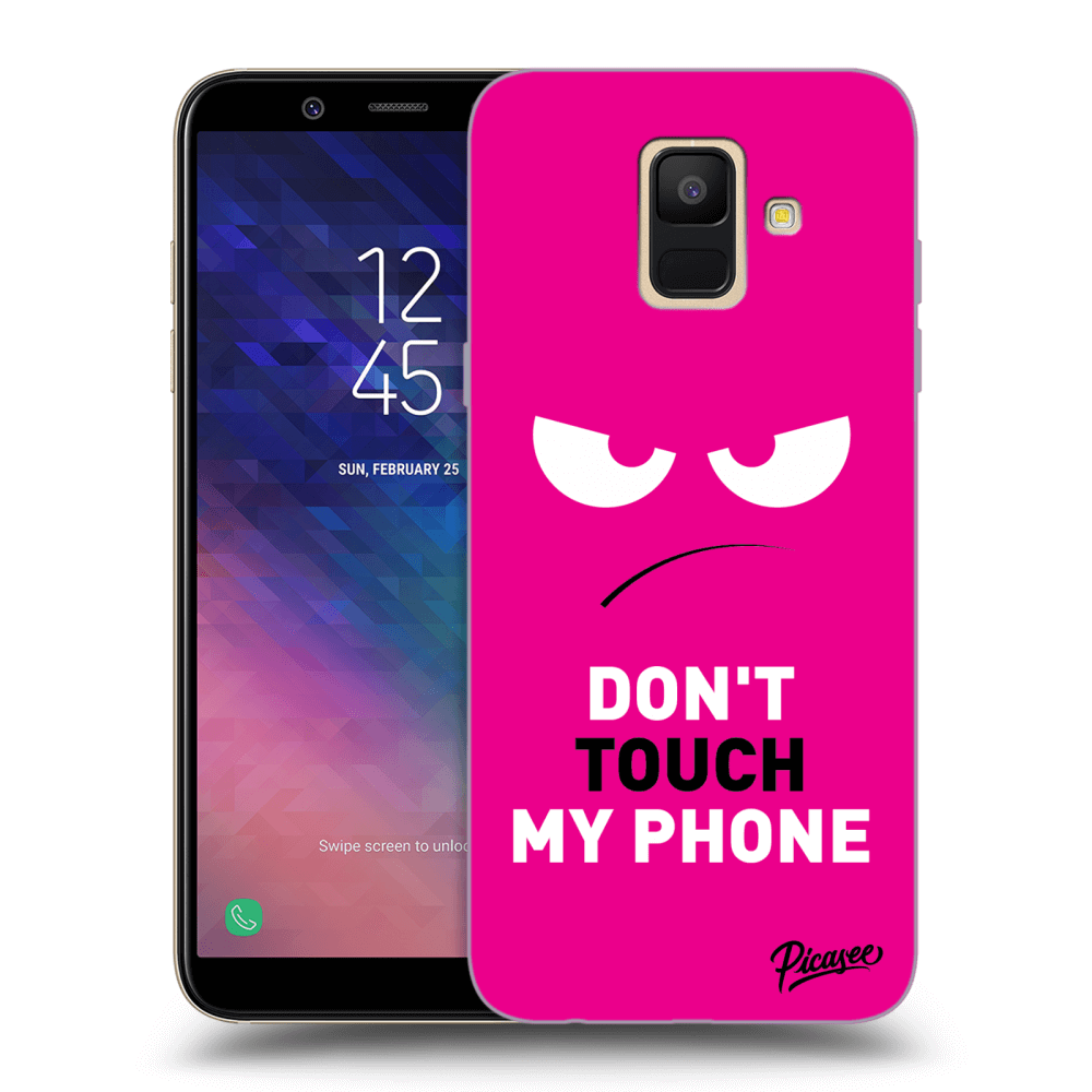 Picasee husă transparentă din silicon pentru Samsung Galaxy A6 A600F - Angry Eyes - Pink