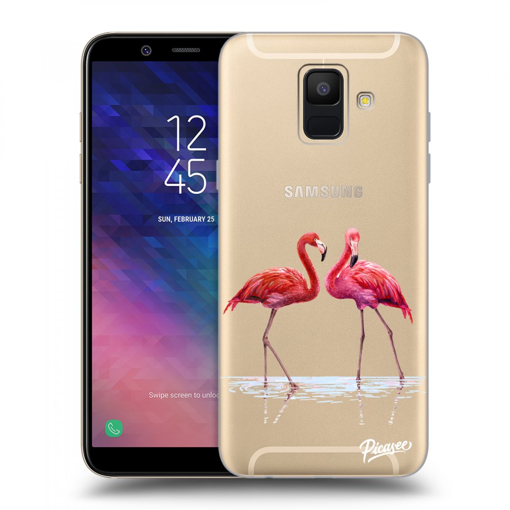 Picasee husă transparentă din silicon pentru Samsung Galaxy A6 A600F - Flamingos couple