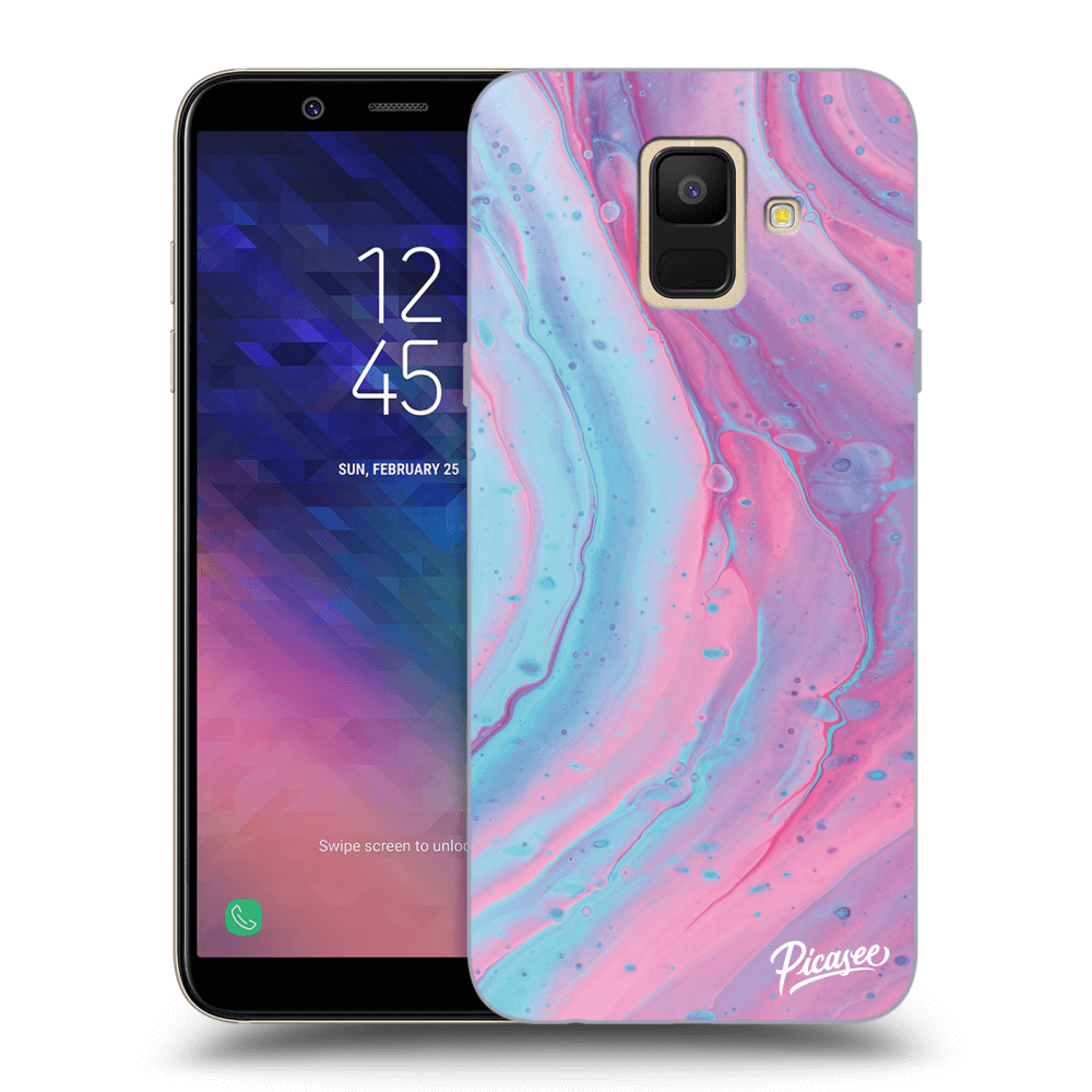 Picasee husă transparentă din silicon pentru Samsung Galaxy A6 A600F - Pink liquid