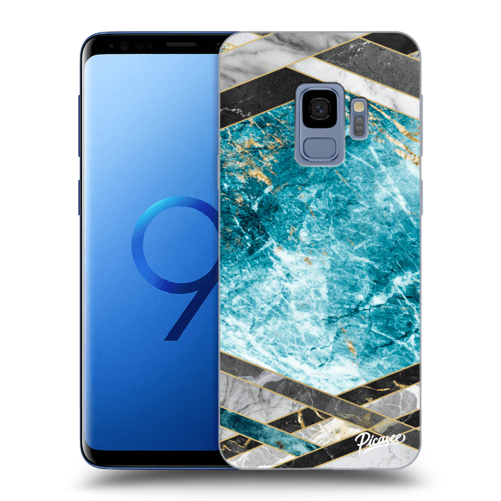 Picasee husă neagră din silicon pentru Samsung Galaxy S9 G960F - Blue geometry