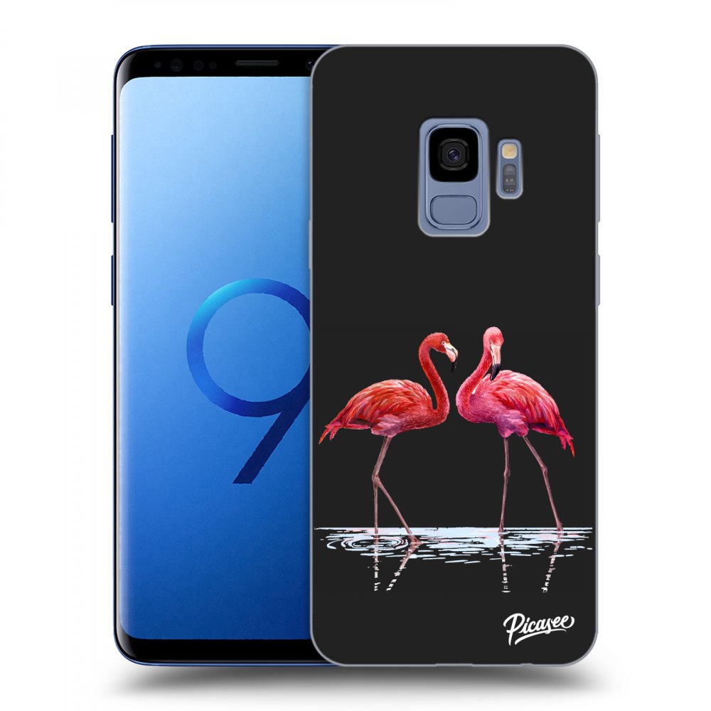 Picasee husă neagră din silicon pentru Samsung Galaxy S9 G960F - Flamingos couple
