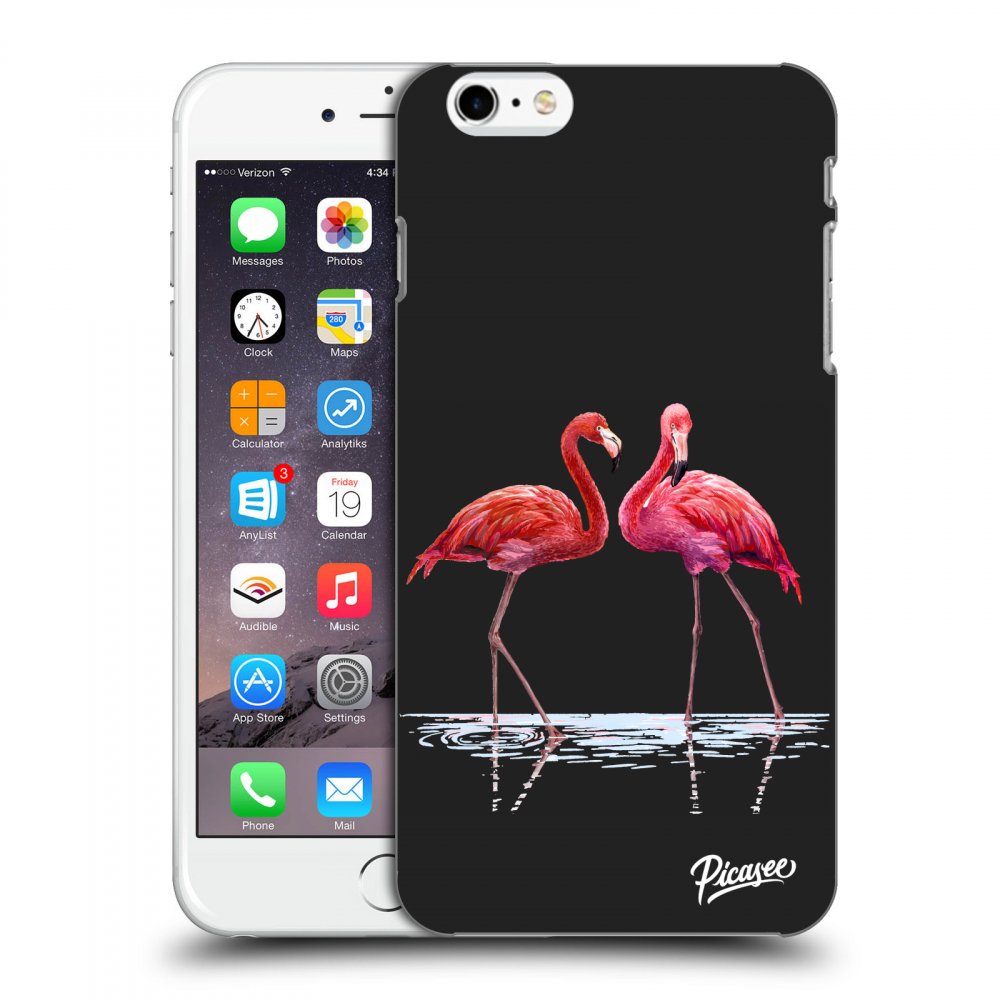 Picasee husă neagră din silicon pentru Apple iPhone 6 Plus/6S Plus - Flamingos couple