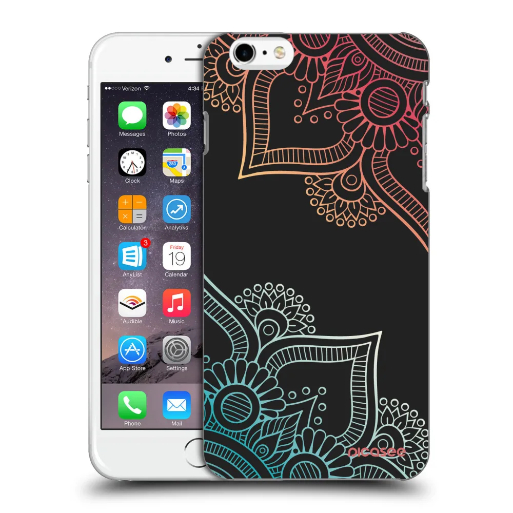 Picasee husă neagră din silicon pentru Apple iPhone 6 Plus/6S Plus - Flowers pattern