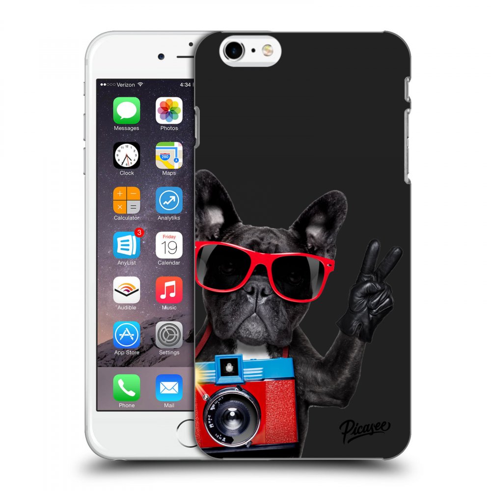 Picasee husă neagră din silicon pentru Apple iPhone 6 Plus/6S Plus - French Bulldog