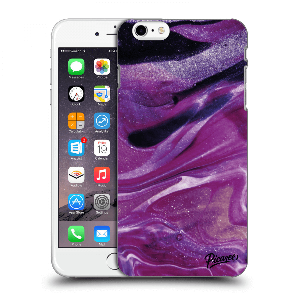 Picasee husă neagră din silicon pentru Apple iPhone 6 Plus/6S Plus - Purple glitter
