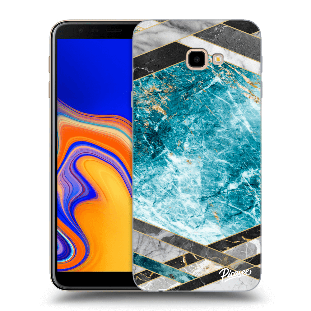 Picasee husă transparentă din silicon pentru Samsung Galaxy J4+ J415F - Blue geometry
