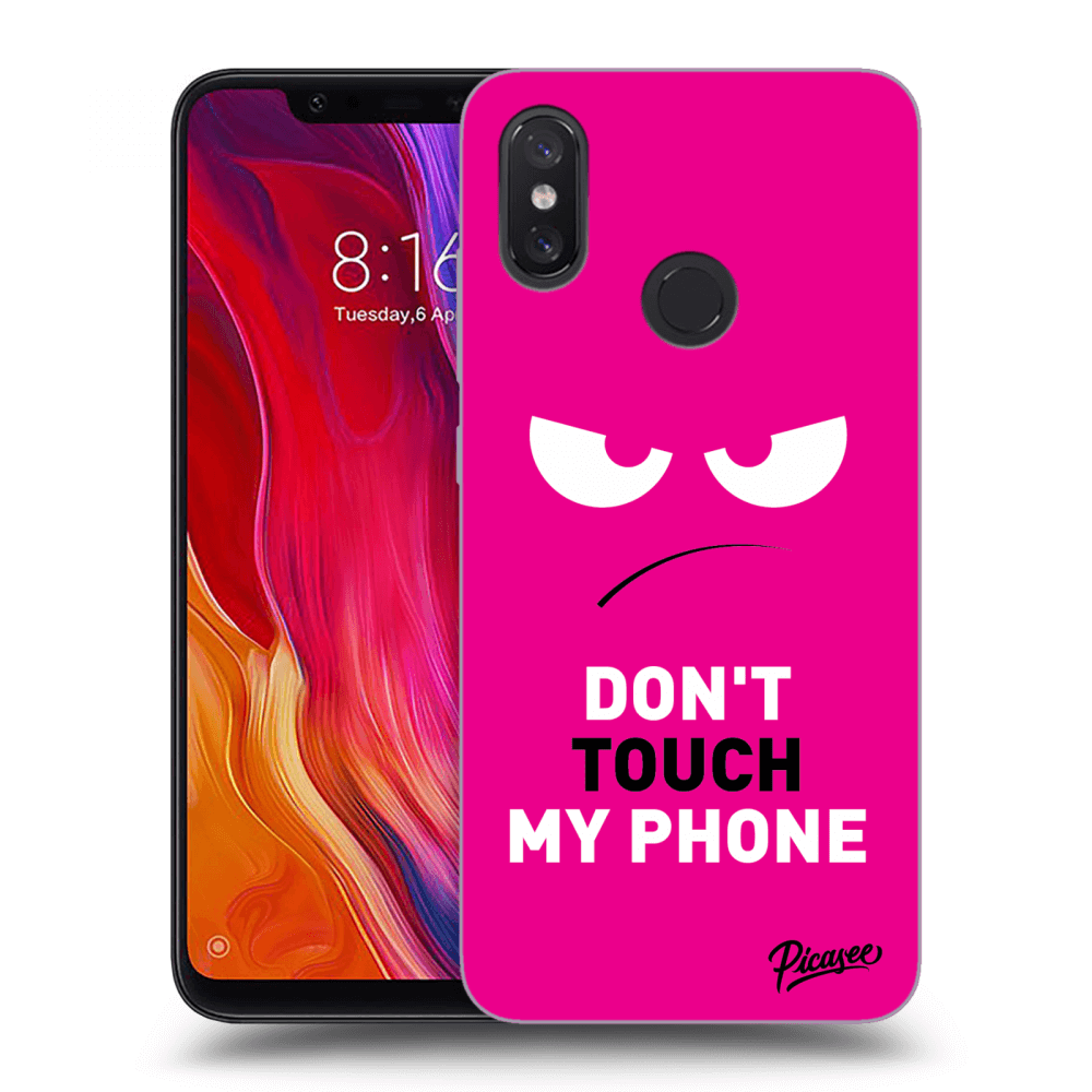 Picasee husă neagră din silicon pentru Xiaomi Mi 8 - Angry Eyes - Pink