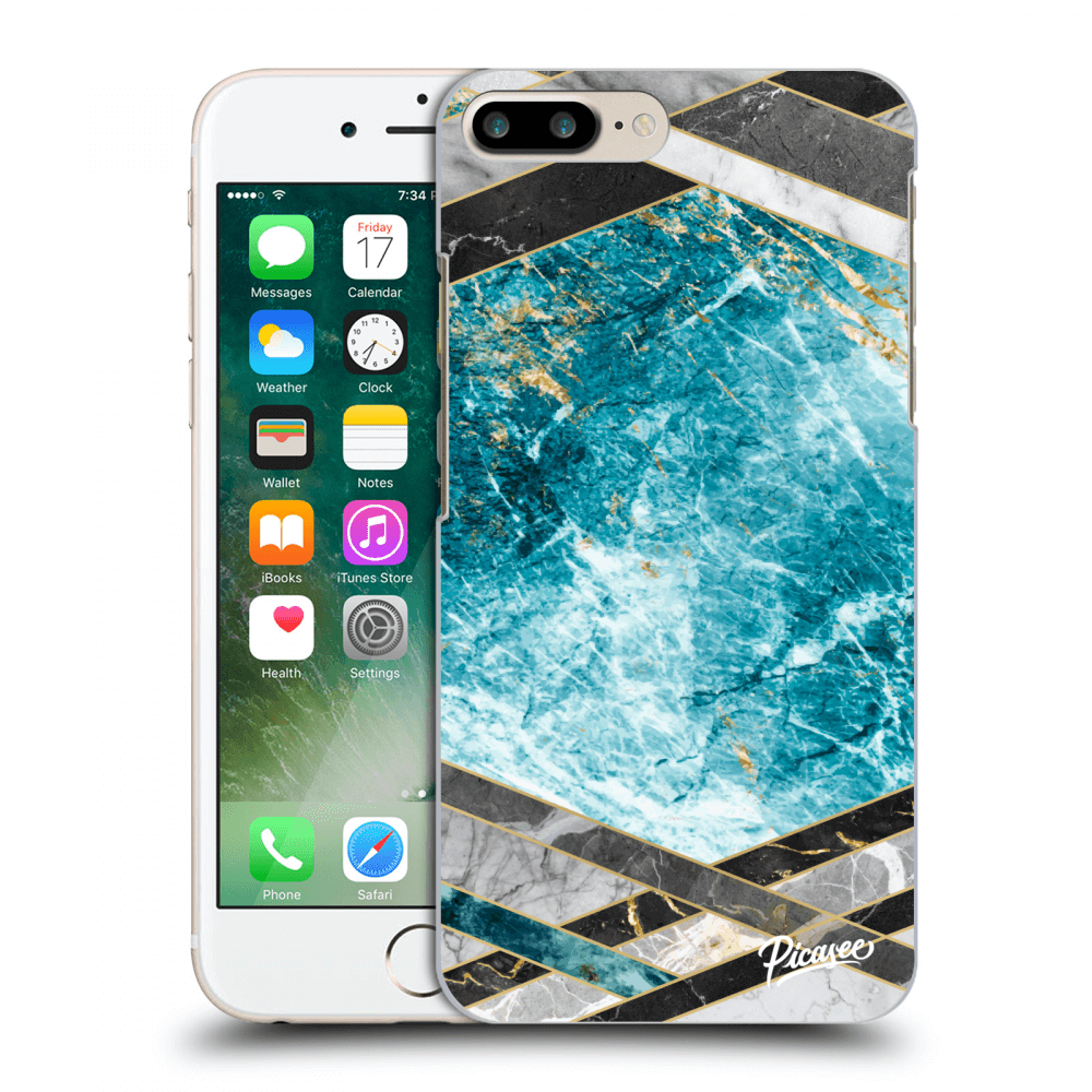 Picasee husă transparentă din silicon pentru Apple iPhone 7 Plus - Blue geometry