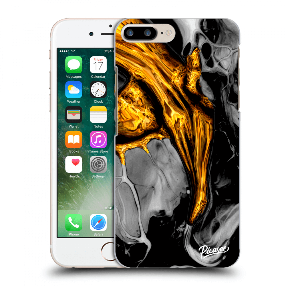 Picasee husă transparentă din silicon pentru Apple iPhone 7 Plus - Black Gold