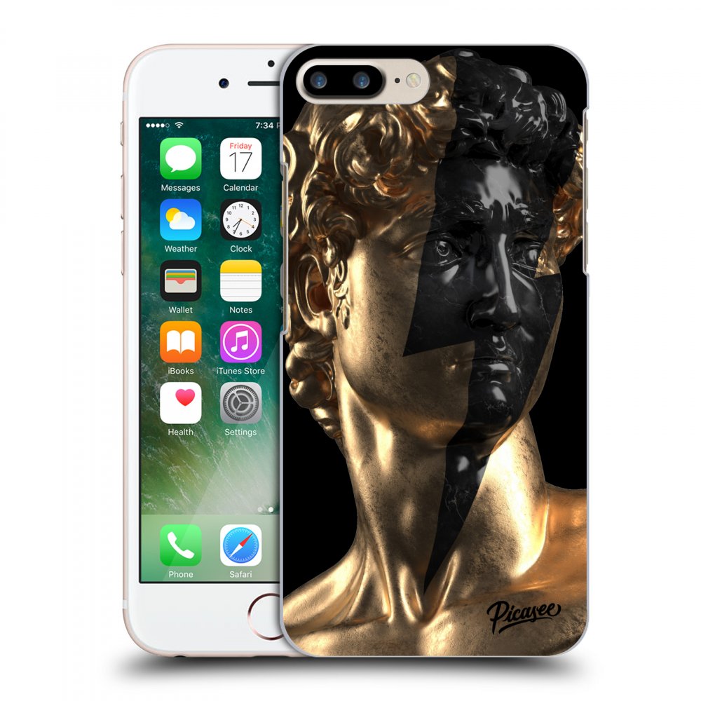 Picasee husă neagră din silicon pentru Apple iPhone 7 Plus - Wildfire - Gold