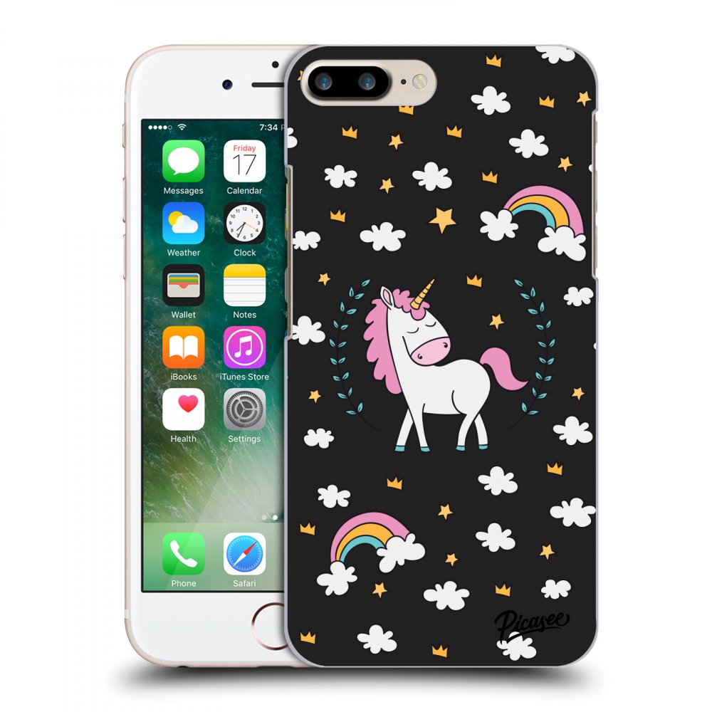 Picasee husă neagră din silicon pentru Apple iPhone 7 Plus - Unicorn star heaven