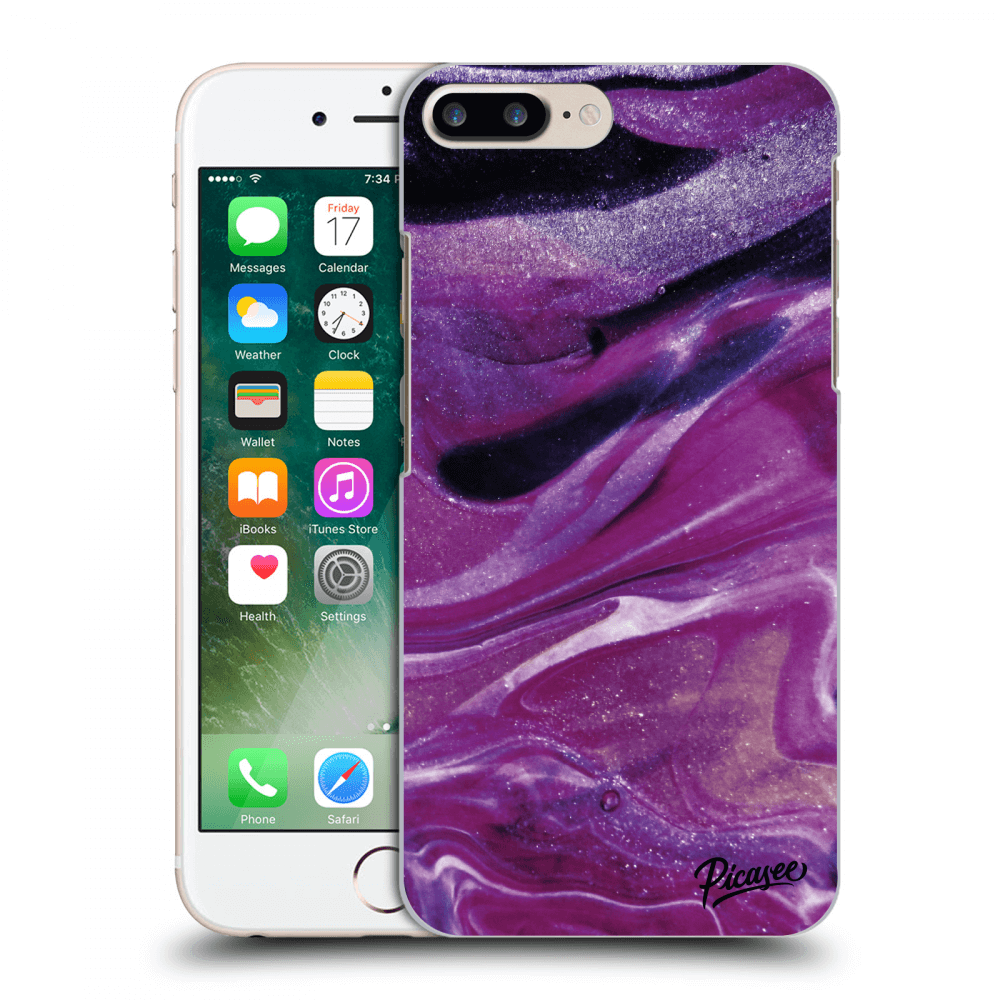 Picasee husă neagră din silicon pentru Apple iPhone 7 Plus - Purple glitter