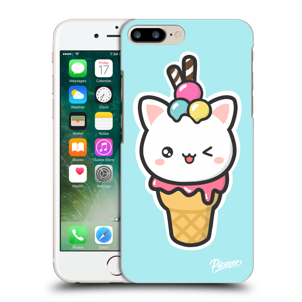 Picasee husă transparentă din silicon pentru Apple iPhone 7 Plus - Ice Cream Cat