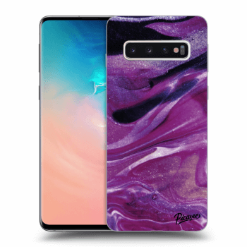 Picasee husă transparentă din silicon pentru Samsung Galaxy S10 G973 - Purple glitter