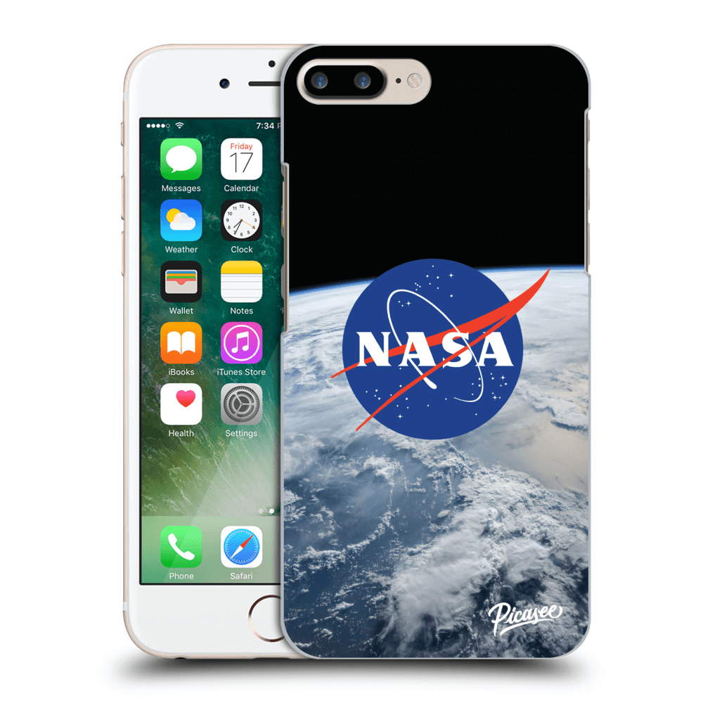 Picasee husă neagră din silicon pentru Apple iPhone 8 Plus - Nasa Earth