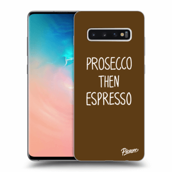Picasee husă neagră din silicon pentru Samsung Galaxy S10 Plus G975 - Prosecco then espresso