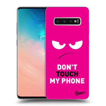 Picasee husă neagră din silicon pentru Samsung Galaxy S10 Plus G975 - Angry Eyes - Pink