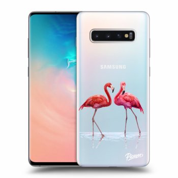 Picasee husă transparentă din silicon pentru Samsung Galaxy S10 Plus G975 - Flamingos couple