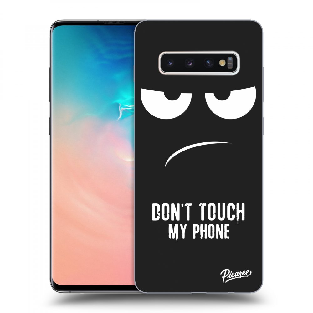 Picasee husă neagră din silicon pentru Samsung Galaxy S10 Plus G975 - Don't Touch My Phone