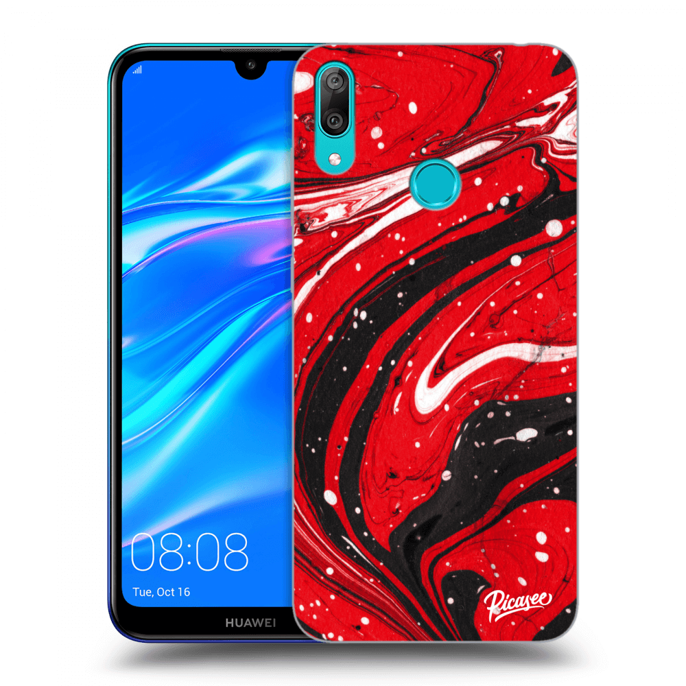 Picasee husă transparentă din silicon pentru Huawei Y7 2019 - Red black