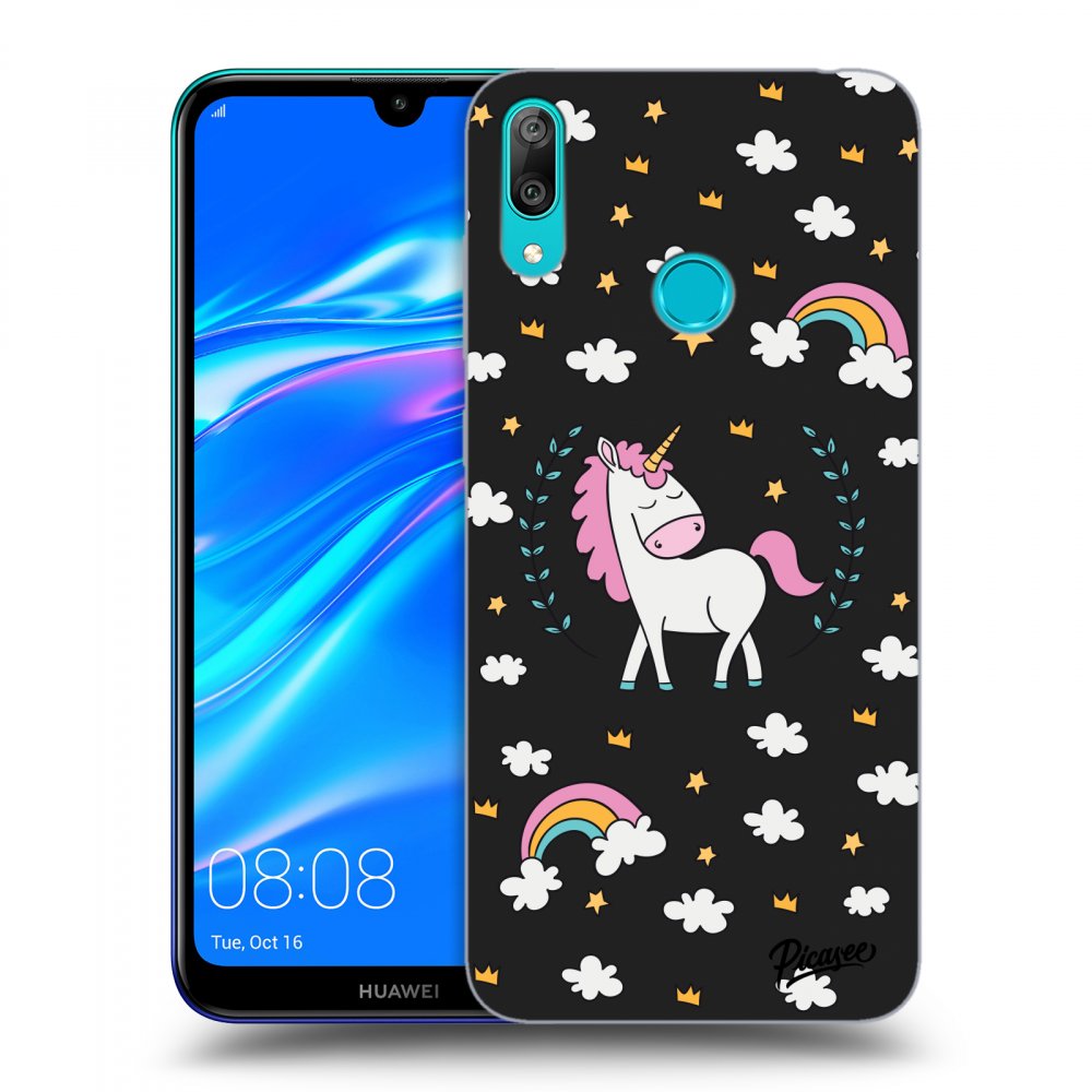 Picasee husă neagră din silicon pentru Huawei Y7 2019 - Unicorn star heaven
