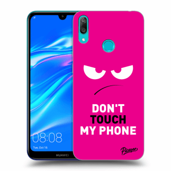 Picasee husă neagră din silicon pentru Huawei Y7 2019 - Angry Eyes - Pink