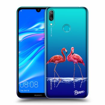 Picasee husă transparentă din silicon pentru Huawei Y7 2019 - Flamingos couple