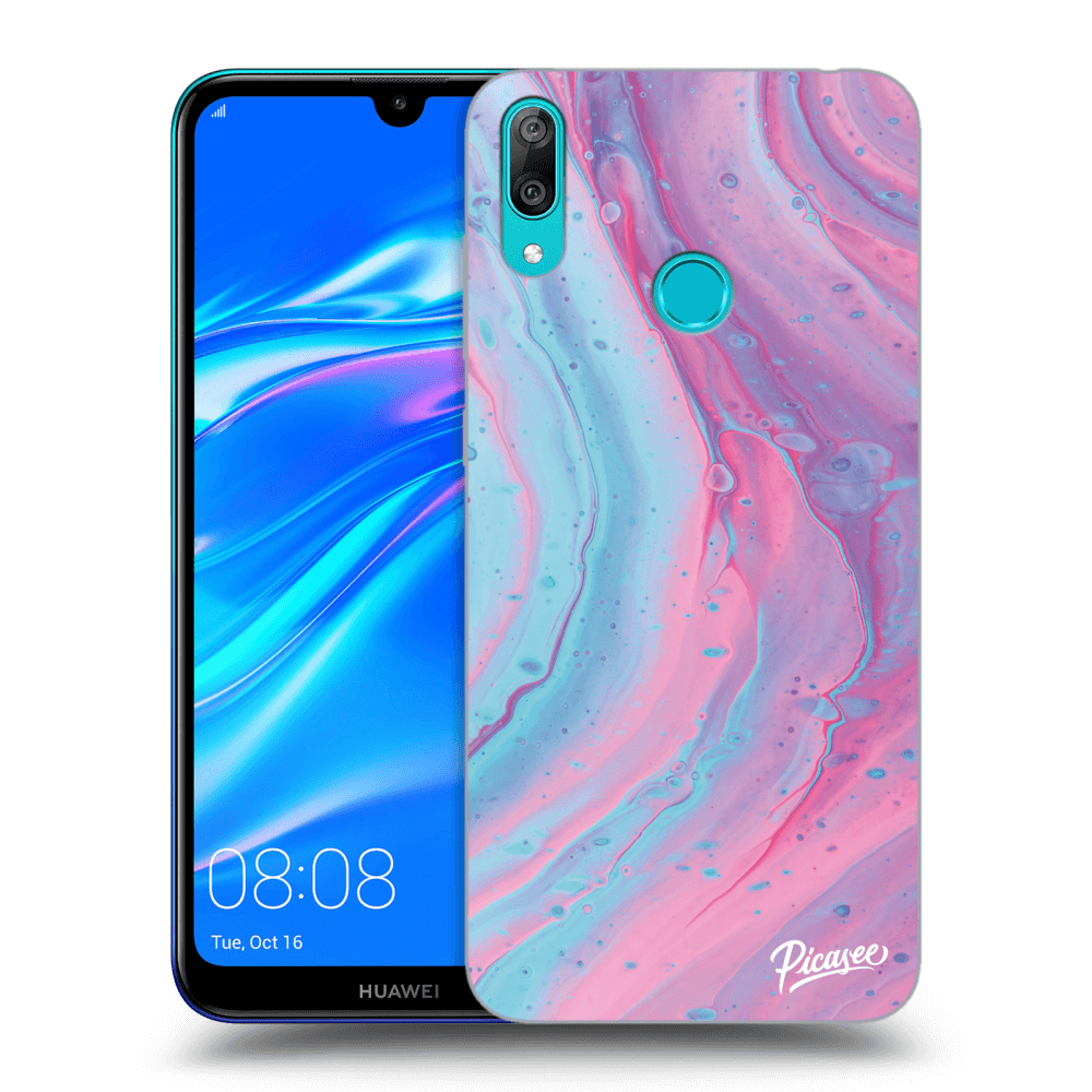 Picasee husă transparentă din silicon pentru Huawei Y7 2019 - Pink liquid
