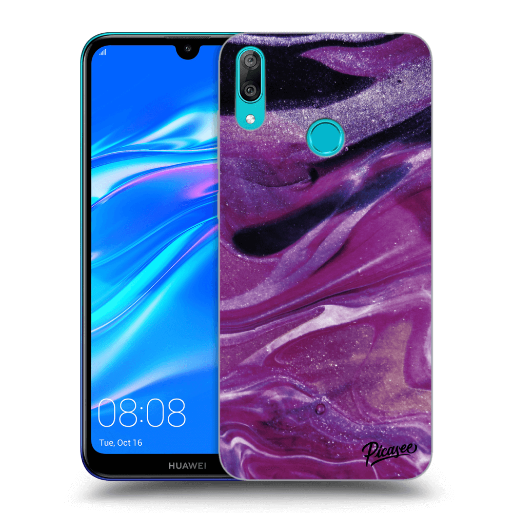 Picasee husă transparentă din silicon pentru Huawei Y7 2019 - Purple glitter