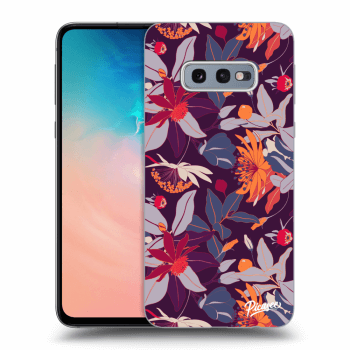 Picasee husă neagră din silicon pentru Samsung Galaxy S10e G970 - Purple Leaf