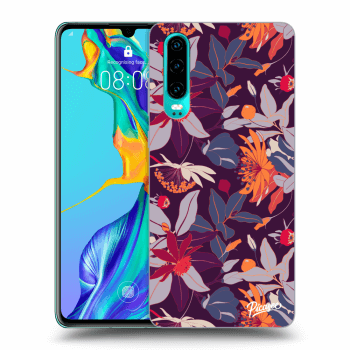 Picasee husă neagră din silicon pentru Huawei P30 - Purple Leaf