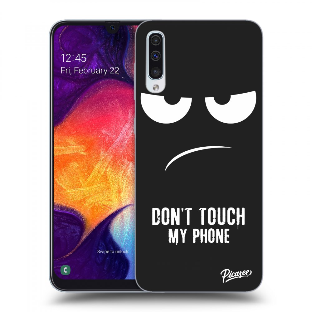 Picasee husă neagră din silicon pentru Samsung Galaxy A50 A505F - Don't Touch My Phone