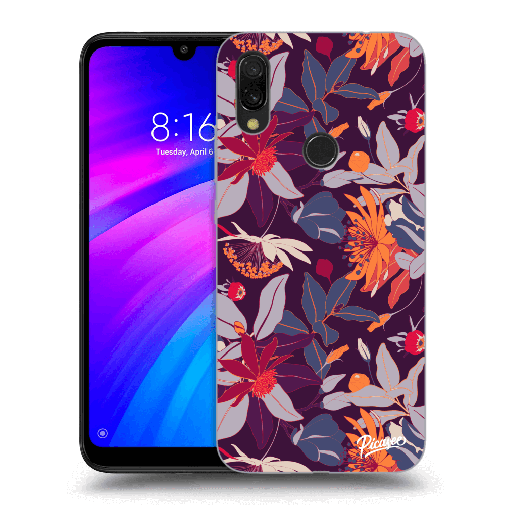 Picasee husă transparentă din silicon pentru Xiaomi Redmi 7 - Purple Leaf