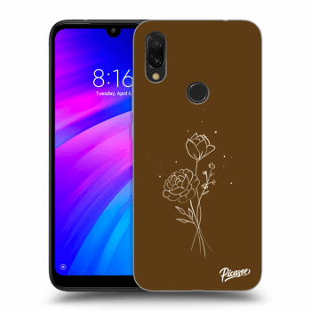 Picasee husă transparentă din silicon pentru Xiaomi Redmi 7 - Brown flowers