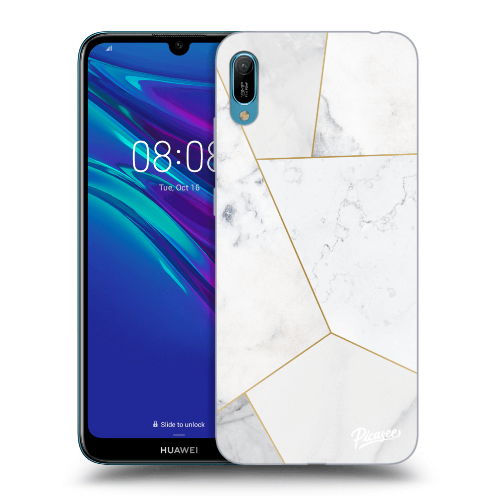 Picasee husă transparentă din silicon pentru Huawei Y6 2019 - White tile
