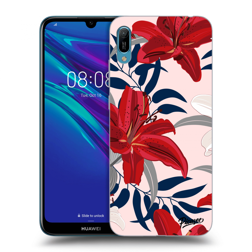 Picasee husă transparentă din silicon pentru Huawei Y6 2019 - Red Lily