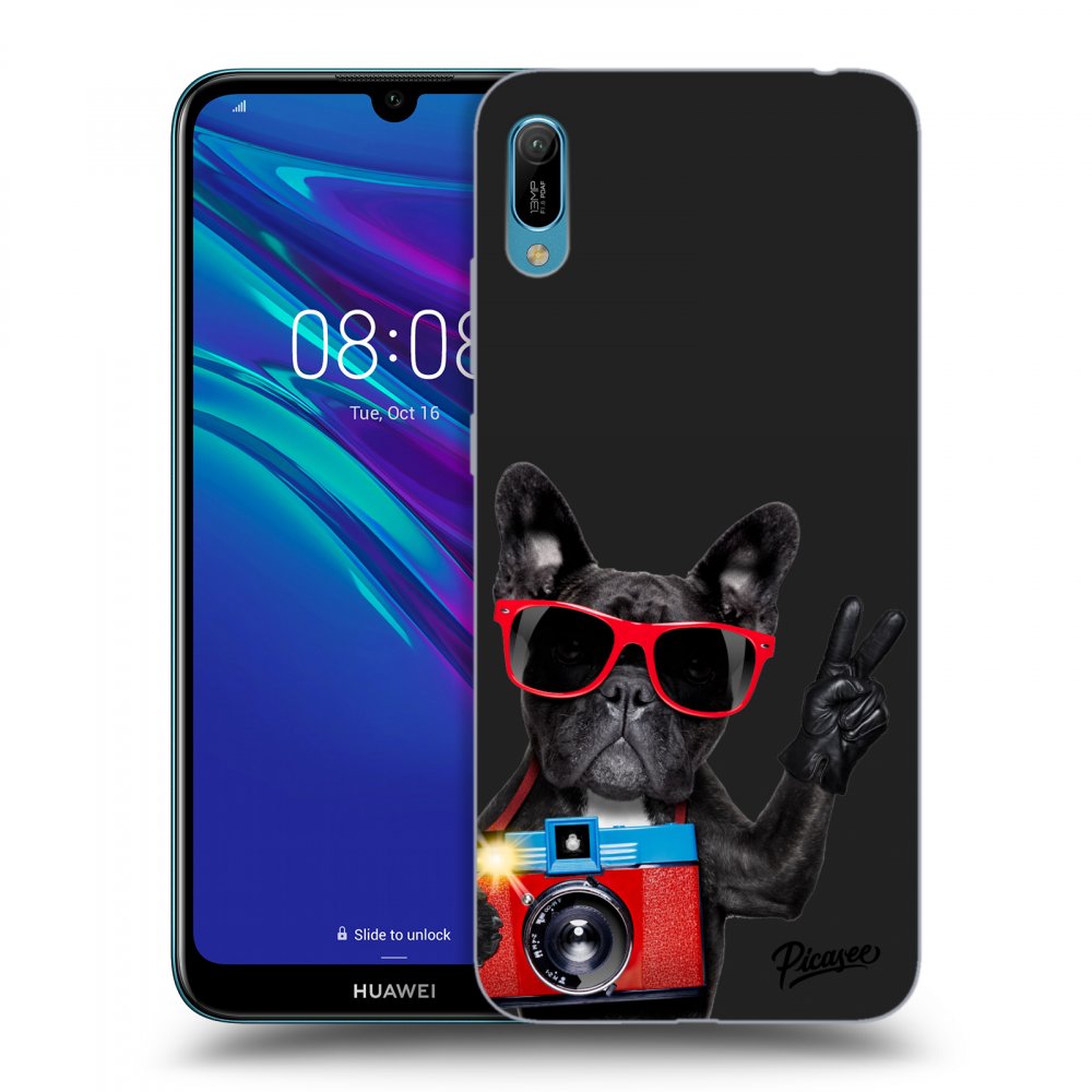 Picasee husă neagră din silicon pentru Huawei Y6 2019 - French Bulldog