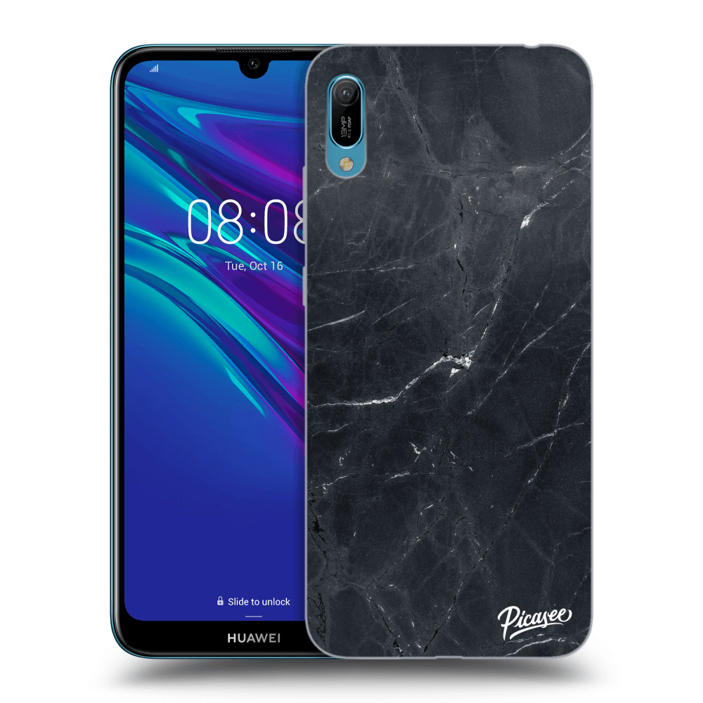Picasee husă transparentă din silicon pentru Huawei Y6 2019 - Black marble