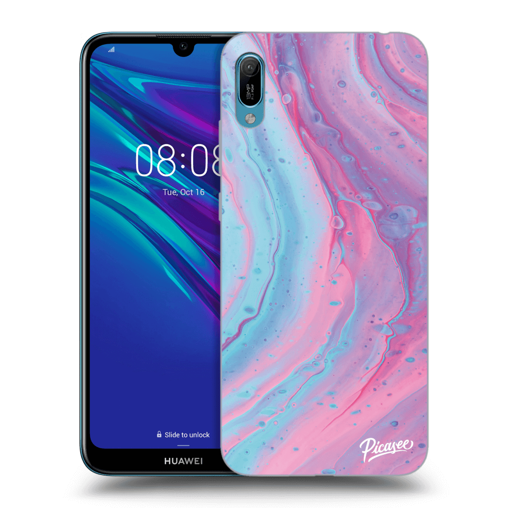 Picasee husă transparentă din silicon pentru Huawei Y6 2019 - Pink liquid