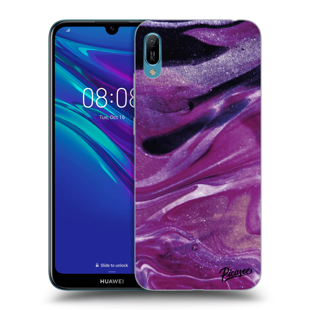 Picasee husă neagră din silicon pentru Huawei Y6 2019 - Purple glitter