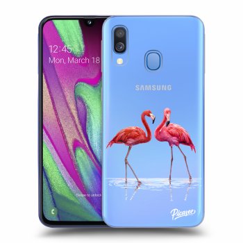Picasee husă transparentă din silicon pentru Samsung Galaxy A40 A405F - Flamingos couple