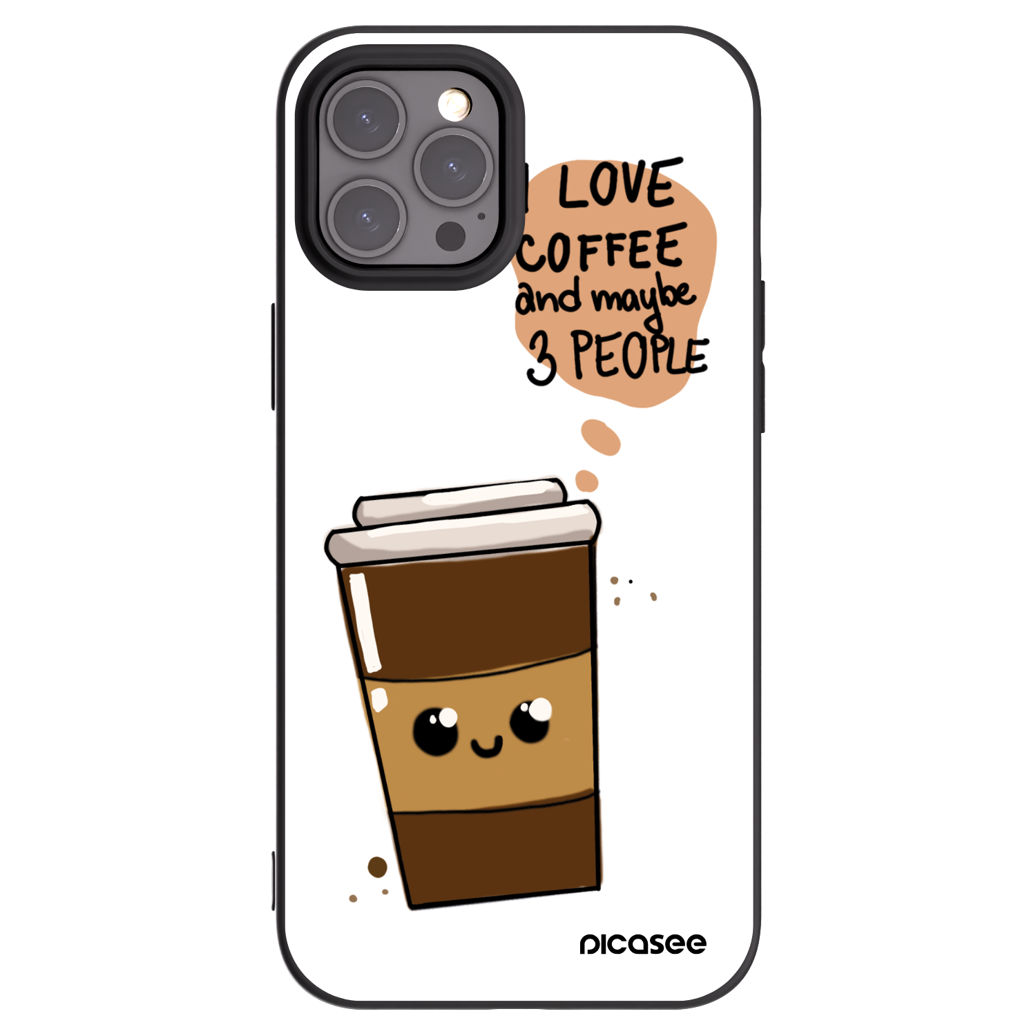 Picasee husă neagră din silicon pentru Apple iPhone 12 Pro Max - Cute coffee