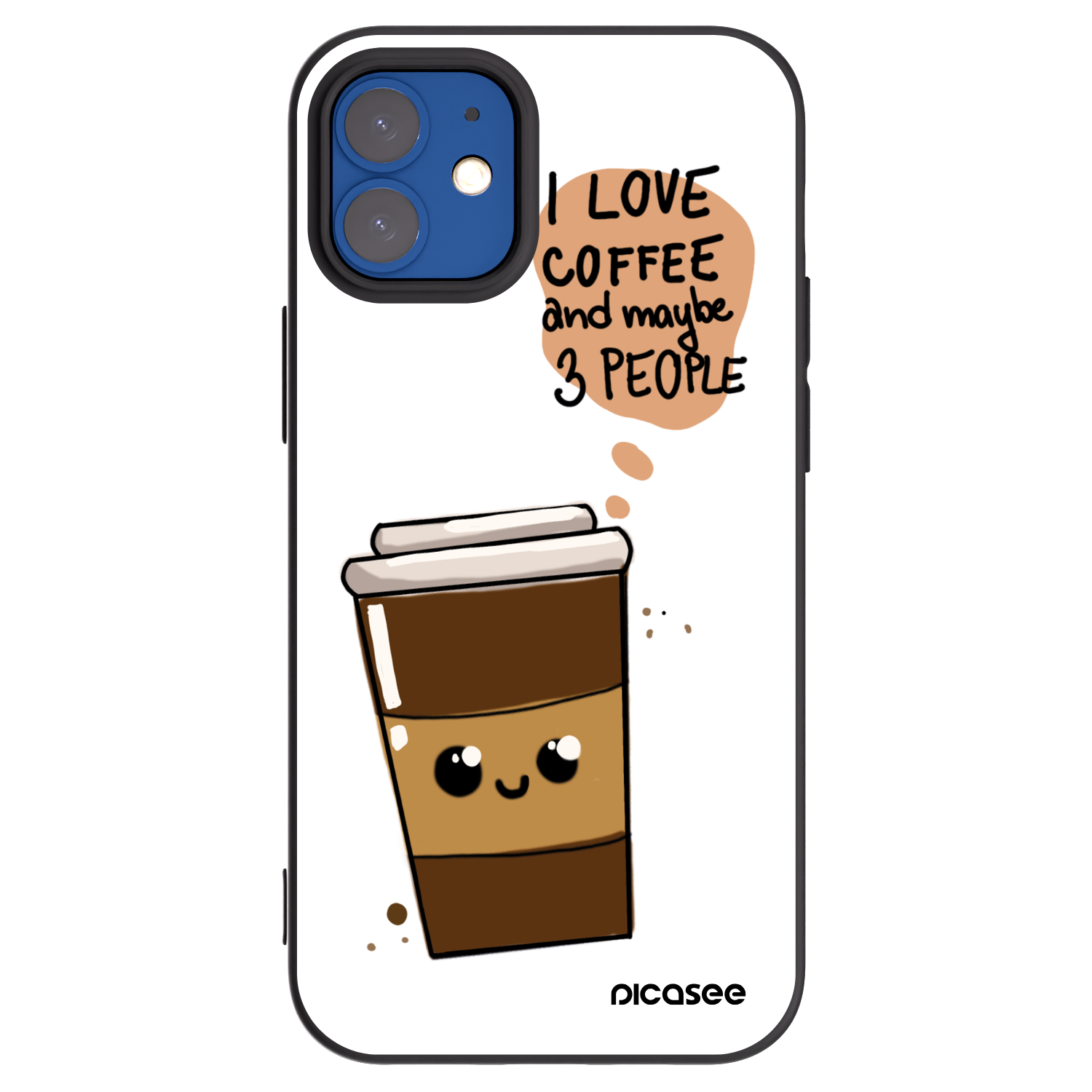 Picasee husă neagră din silicon pentru Apple iPhone 12 mini - Cute coffee