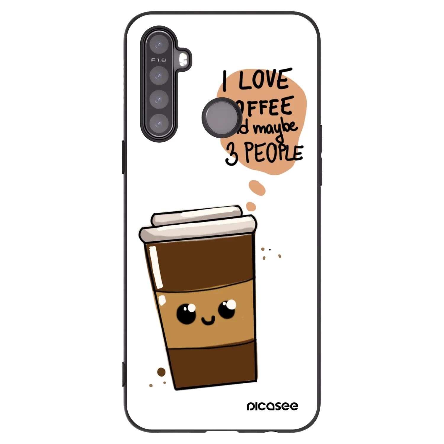 Picasee husă neagră din silicon pentru Realme 5 - Cute coffee