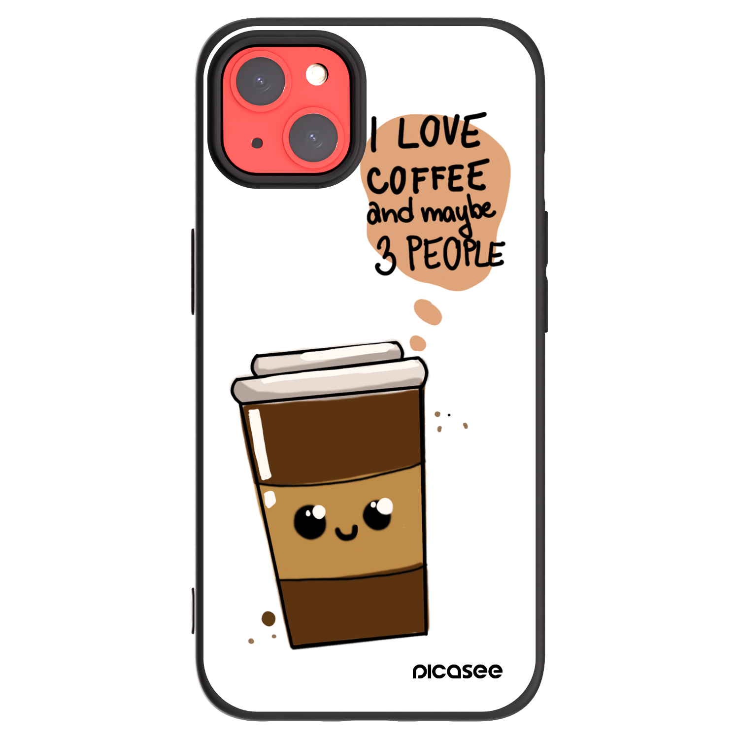 Picasee husă neagră din silicon pentru Apple iPhone 13 - Cute coffee