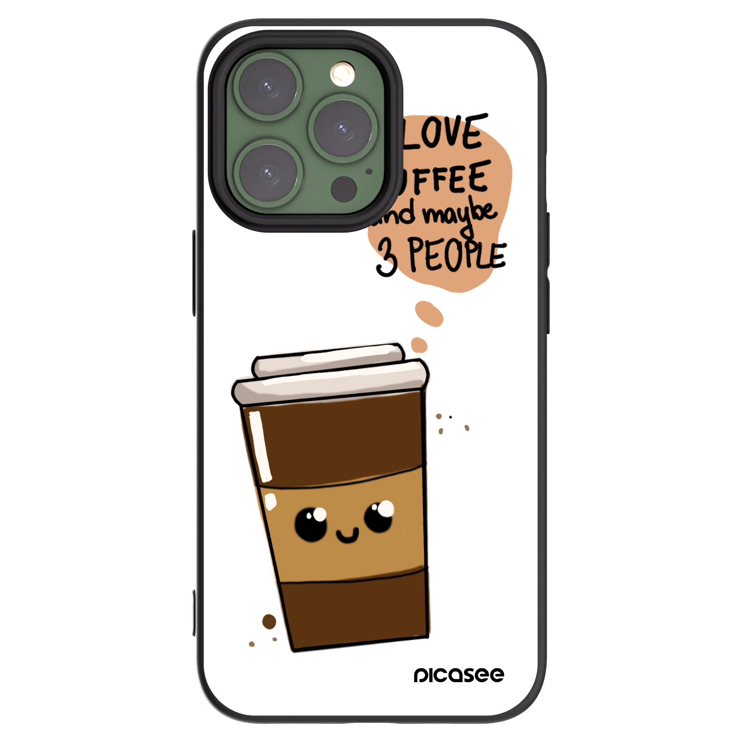 Picasee husă neagră din silicon pentru Apple iPhone 13 Pro - Cute coffee