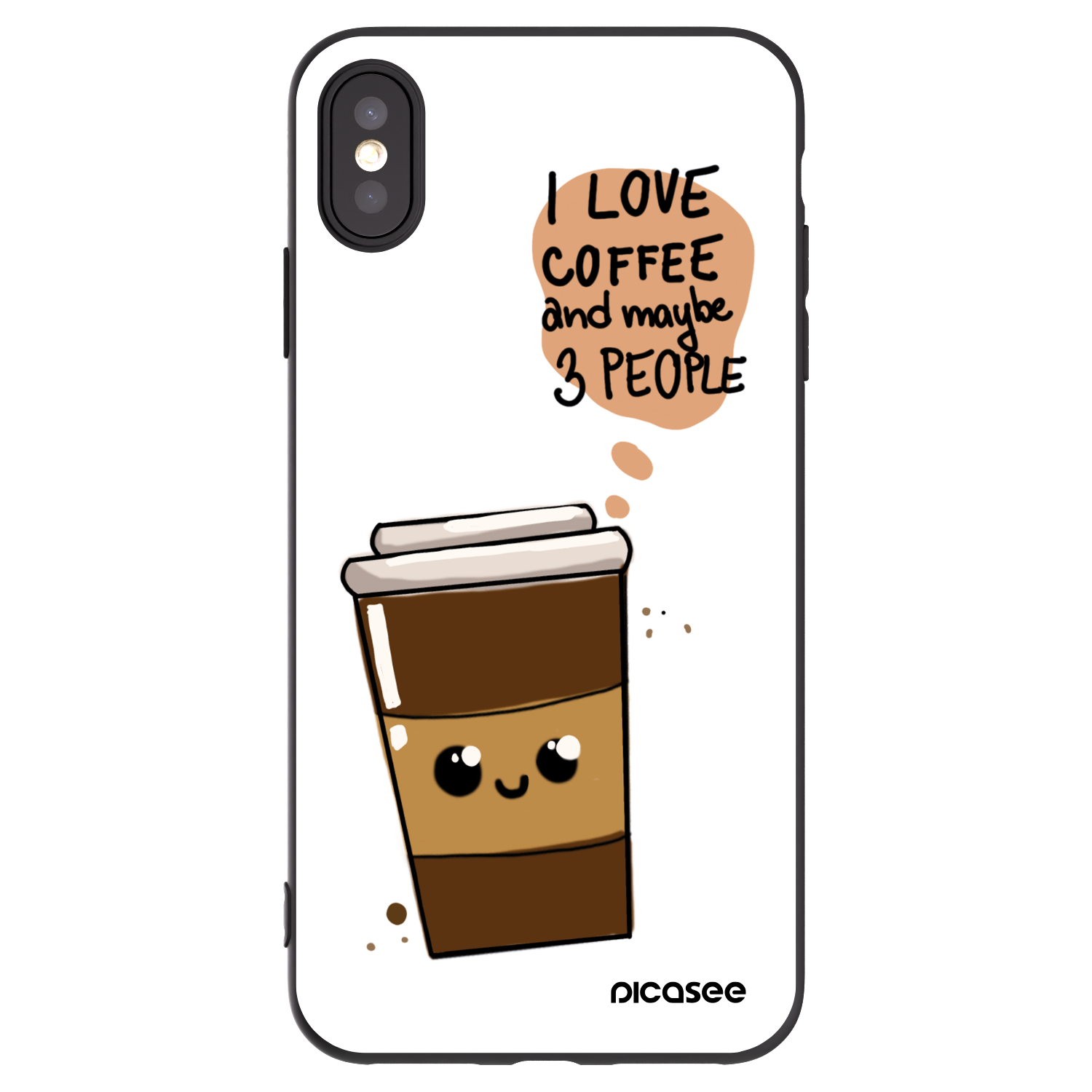 Picasee husă neagră din silicon pentru Apple iPhone XS Max - Cute coffee
