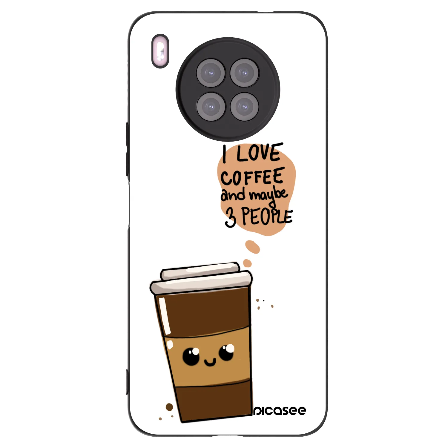 Picasee husă neagră din silicon pentru Huawei Nova 8i - Cute coffee