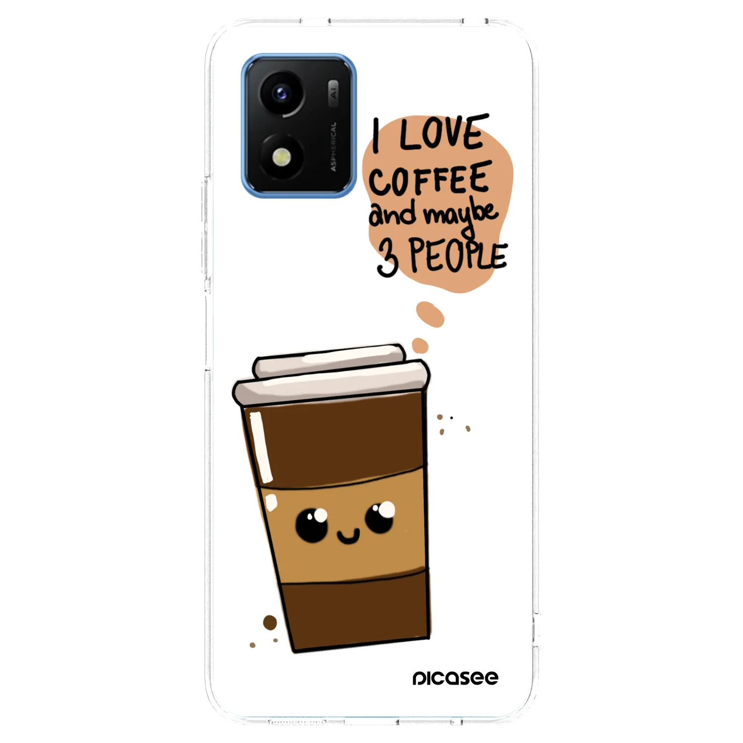 Picasee husă transparentă din silicon pentru Vivo Y01 - Cute coffee